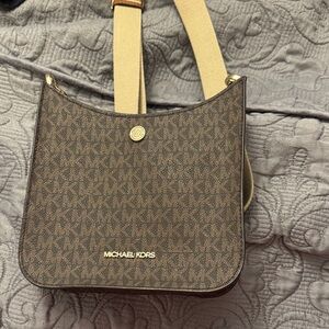 Michael Kors Signature Brown and Tan Crossbody Bag